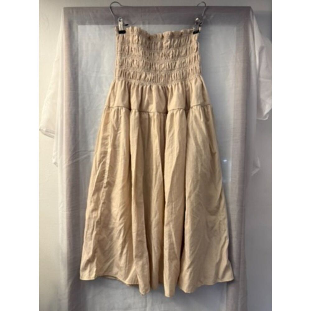 Dazy Cream Smocked Waist Tiered Skirt Boho Summer Style